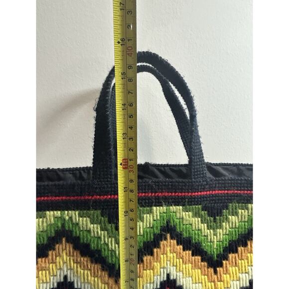 Plastic Canvas Zig Zag Bag Purse Retro Groovy 60s/70s Patchwork Granny Chic - Picture 9 of 12